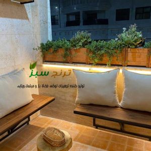 نیمکت دیواری تاشو ، نیمکت تاشو متصل دیوار با رویه چوب ضد آب ترموود برای بالکن ، نیمکت دیواری تاشو با چوب ترموود ، نیمکت تاشو دیواری، نیمکت برای بالکن، نیمکت برای تراس، نیمکت دو نفره برای تراس و بالکن